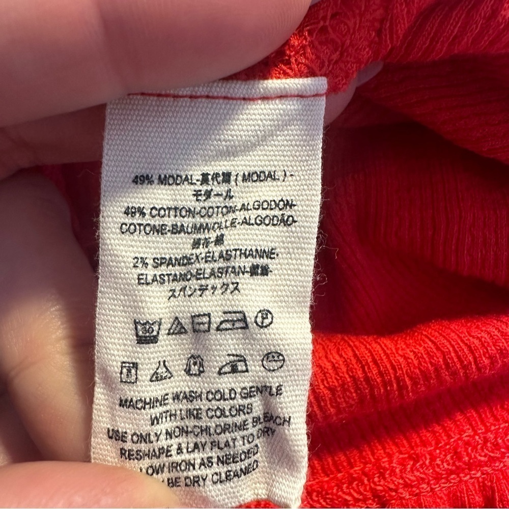 Free People Mint Julep Crop Top Cherry Red Ruffle Button Front XS Summer Beach - Picture 6 of 9